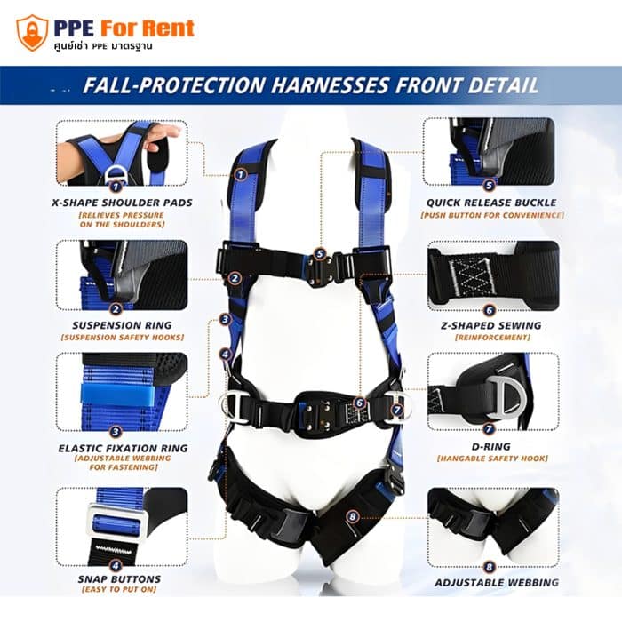 67.1 เข็มขัดนิรภัย รุ่น THOEDPRIX+ สายช่วยชีวิต 2 ตะขอ Lanyard