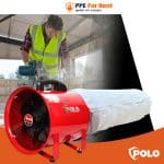 เช่า พัดลมระบายอากาศ POLO 12 นิ้ว พร้อมถุงกรองฝุ่นแบบละเอียด
